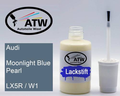 Audi, Moonlight Blue Pearl, LX5R / W1: 20ml Lackstift, von ATW Autoteile West.